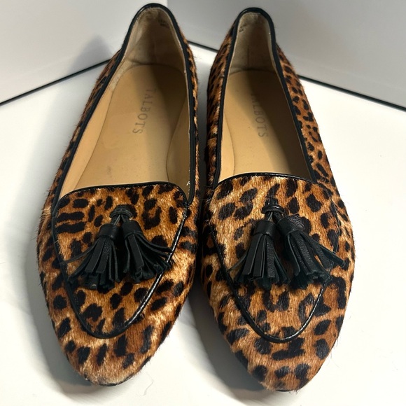 Talbots Women's Animal Print Hair Calf Leather Tassel Loafers in